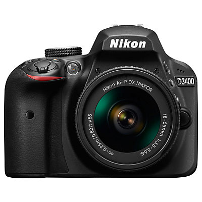 Nikon D3400 Digital SLR Camera with 18-55mm Lens, HD 1080p, 24.2MP, Optical ViewFinder, 3 LCD Monitor, Black Nikon D3400 Digital SLR Camera with 18-55mm Lens, HD 1080p, 24.2MP, Optical ViewFinder, 3 LCD Monitor, Black